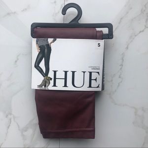 Hue burgundy leatherette leggings size S